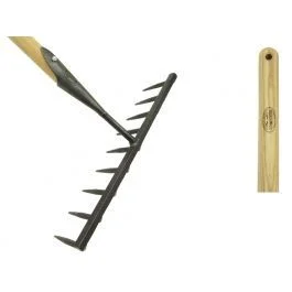 Beperkt Aanbod Zaadhark 9 tands rond met essen houten steel 170cm De Wit