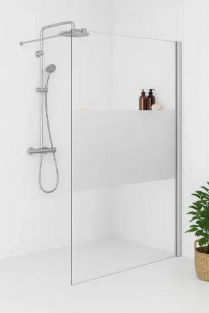 Wiesbaden Comfort Inloopdouche 10mm NANO Helder Glas / Melkglas middenband Laatste Kans