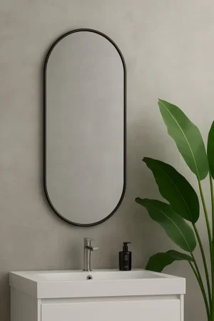 Wiesbaden Spiegel Renk Ovaal 30x70cm Mat Zwart Merkproduct