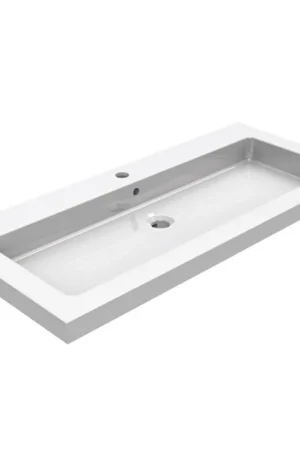 Wiesbaden Kera Wastafel 100cm Keramiek Glans Wit Lage Kosten