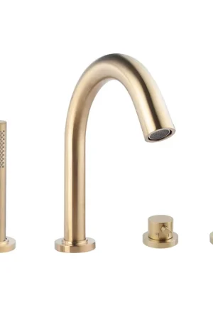 Wiesbaden Caral Badrand Afbouwset Thermostatisch – 4-gats Geborsteld Messing Alleen Vandaag