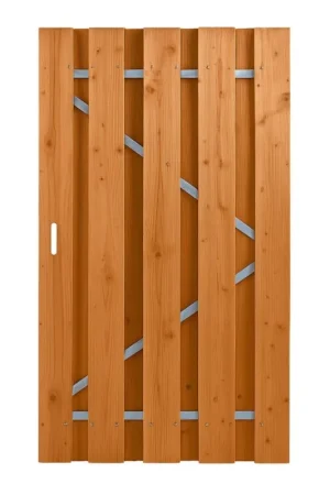 Tuindeur douglas fijnbezaagd stalen frame 195x120cm incl duimen Premium