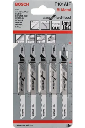 Bosch decoupeerzaagblad 100mm t101aifblister 5 stuks Actieprijs
