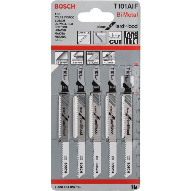 Bosch decoupeerzaagblad 100mm t101aifblister 5 stuks Actieprijs