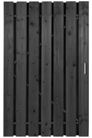 Tuindeur vuren fijnbezaagd zwart met stalen frame verticaal 195x100cm Superprijs