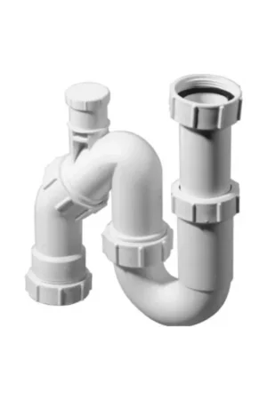 Sifon wit knelkoppeling met beluchter 1 1/2x40mm Gereduceerde Prijs