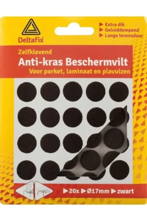 Alleen Vandaag Deltafix anti-krasvilt zelfklevend rond zwart 17 mm/20 st