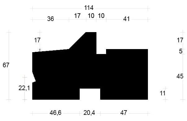 Betaalbaar DTS kunststof onderdorpel 67x114x6000mm binnendraaiend - sponning 51mm | BOUWSUB