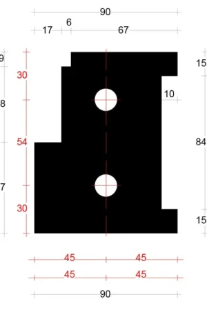 Bestseller DTS onderdorpel neut binnendraaiend - 90x114mm, sponning 57mm, rechts - met voorsponning 6x9mm | BOUWSUB