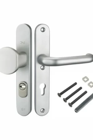 Veiligheidsbeslag ALU 40x246 afgerond PC72 met kerntrekbeveiliging greep/kruk t.b.v. deurdikte: 36-59mm Dagaanbieding