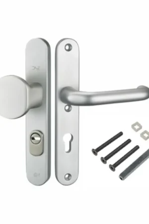 Veiligheidsbeslag ALU 40x246 afgerond PC55 met kerntrekbeveiliging greep/kruk t.b.v. deurdikte: 36-59mm Direct Beschikbaar