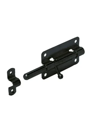 Zwarte plaatgrendel ronde schuif 100x70x2mm Gecertificeerd