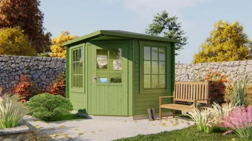 Actieprijs Blokhut - Tuinhuis Jos | 28 mm | vuren bruin geïmpregneerd