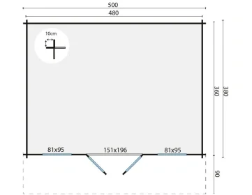 Bestseller Blokhut - Tuinhuis Pavel | 44 mm | vuren groen geïmpregneerd