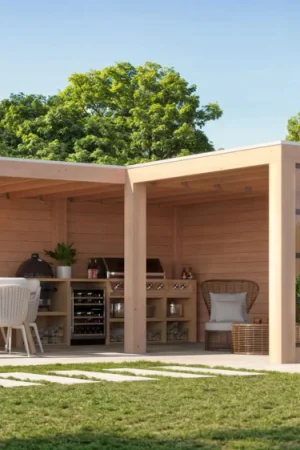 WoodAcademy Douglas overkapping L-model Moonstone Excellent Fabrieksprijs