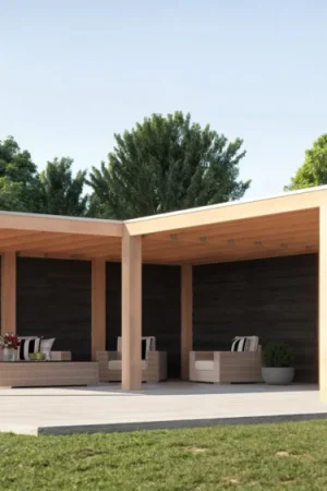 WoodAcademy Douglas overkapping L-model Moonstone Excellent Nero Hoge Kwaliteit