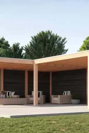 Beperkt Aanbod WoodAcademy Douglas overkapping L-model Moonstone Essential Nero