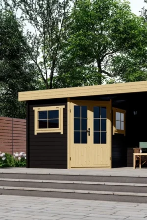 Voordeelprijs Interflex blokhut met overkapping 2556 Z Plus - geverfd