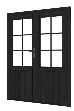 Woodacademy dubbele deur half glas - zwart Nieuw