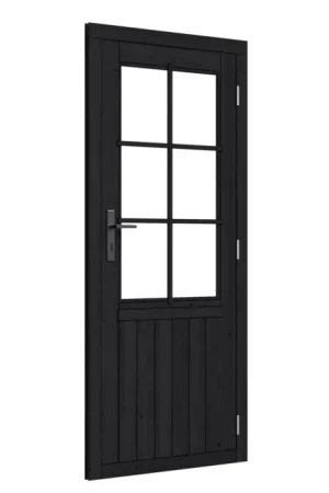 Woodacademy enkele deur half glas - zwart - rechtsdraaiend Aanbieding