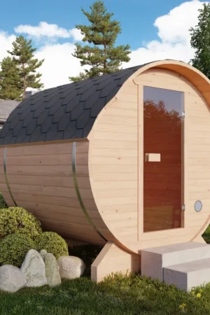 Ilogreen barrelsauna Susann 205x200 cm Rechtstreeks Van De Fabrikant