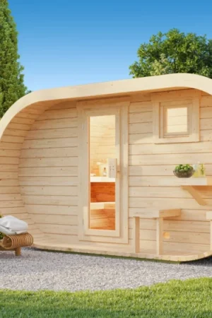 Snelle Levering Ilogreen barrelsauna Ovaal 402x240 cm - met terras