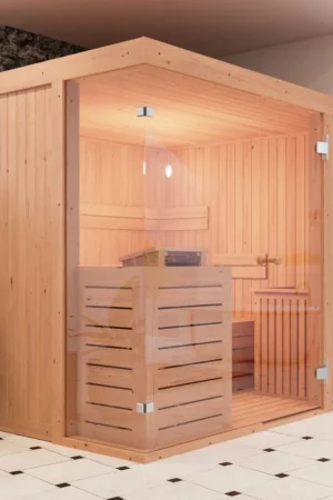 Betaalbaar Azalp elementsauna Facet 220x186 cm - elzen