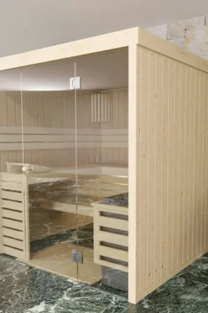 Azalp massieve sauna Rio Glass 171.5x131 cm Hoge Kwaliteit