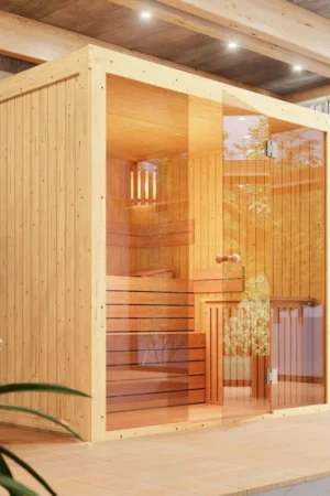 Hoge Kwaliteit Azalp elementsauna Lumen 237x263 cm - vuren