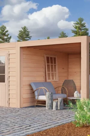 WoodAcademy tuinhuis met overkapping Seleniet Excellent Laatste Versie