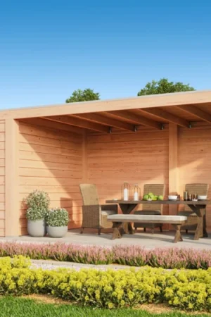 WoodAcademy tuinhuis met overkapping Nefriet Excellent Korting