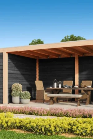 WoodAcademy tuinhuis met overkapping Nefriet Essential nero Koop Vandaag