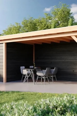 WoodAcademy tuinhuis met overkapping Bristol nero Snelle Levering