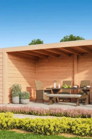 WoodAcademy Douglas tuinhuis met overkapping Nefriet Essential Beste Prijs