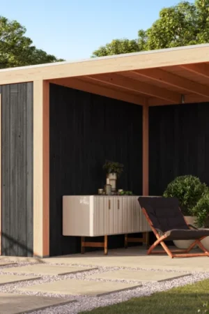 WoodAcademy tuinhuis met overkapping Robijn Essential nero Shop Nu