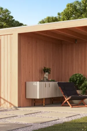 WoodAcademy tuinhuis met overkapping Robijn Excellent Seizoensaanbieding