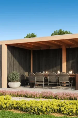 WoodAcademy tuinhuis met overkapping Robijn Excellent nero Bestel Nu