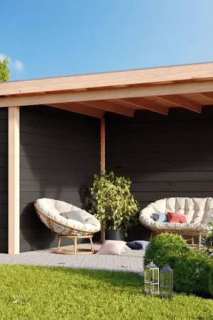 WoodAcademy tuinhuis met overkapping Baron nero Snelle Levering