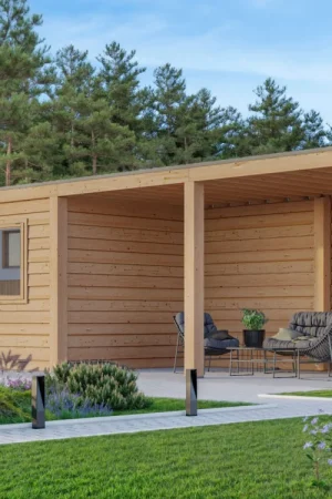 WoodAcademy tuinhuis met overkapping Nefriet Excellent Speciale Aanbieding