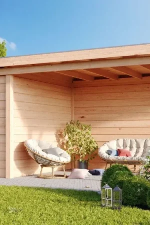 WoodAcademy tuinhuis met overkapping Baron Koop Vandaag