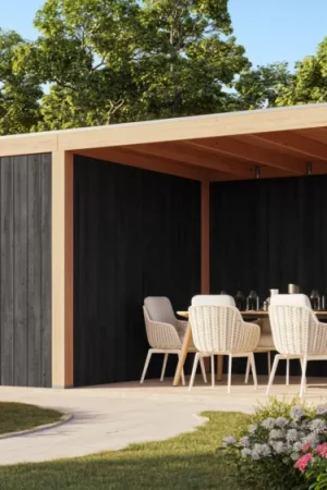 WoodAcademy tuinhuis met overkapping Robijn Essential nero Korting