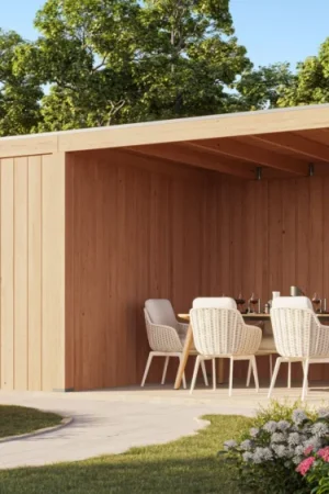 WoodAcademy tuinhuis met overkapping Robijn Essential Uitverkoop