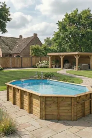 Lage Kosten Ubbink Océa 860 x 470 x 130 cm houten zwembad