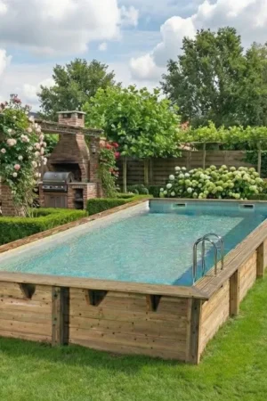 Koop Online Ubbink Linéa 650 x 350 x 140 cm houten zwembad