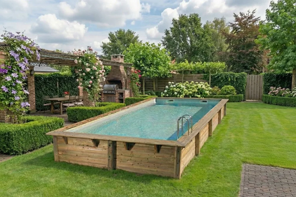 Koop Online Ubbink Linéa 650 x 350 x 140 cm houten zwembad