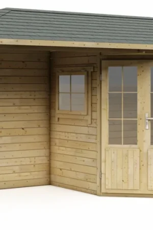 Uitverkoop Interflex blokhut met overkapping 2555 Z Plus - geïmpregneerd