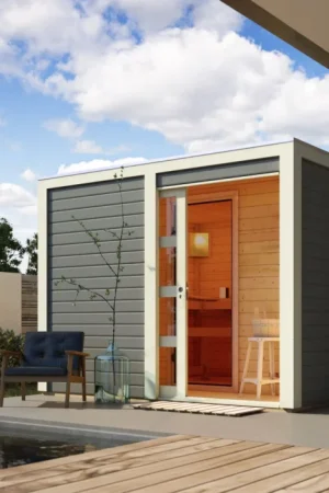 Karibu 81132 Cuben buitensauna - terragrijs Beste Prijs