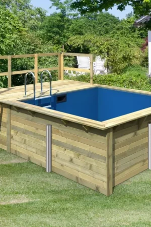 Beperkte Voorraad Karibu houten zwembad met klein terras Classic 1A met liner + skimmer