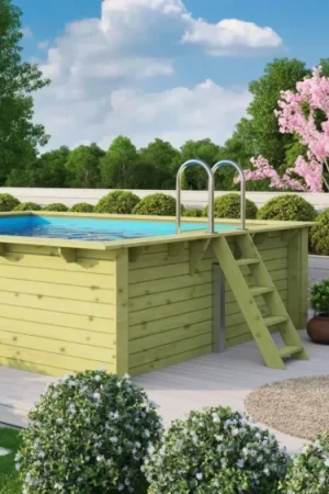 Karibu houten zwembad Classic 2 met blauwe liner + skimmer Aanbieding