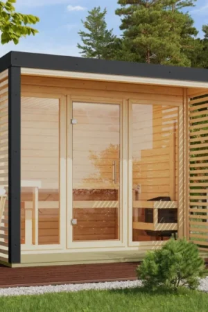 Betrouwbaar Karibu 330 Ares 3 buitensauna - vuren|antraciet